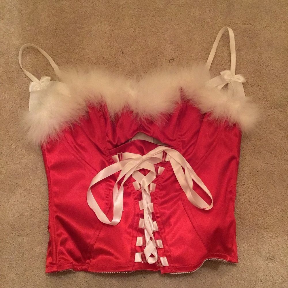 Shirley of Hollywood Red and White Corset Chemise Lingerie